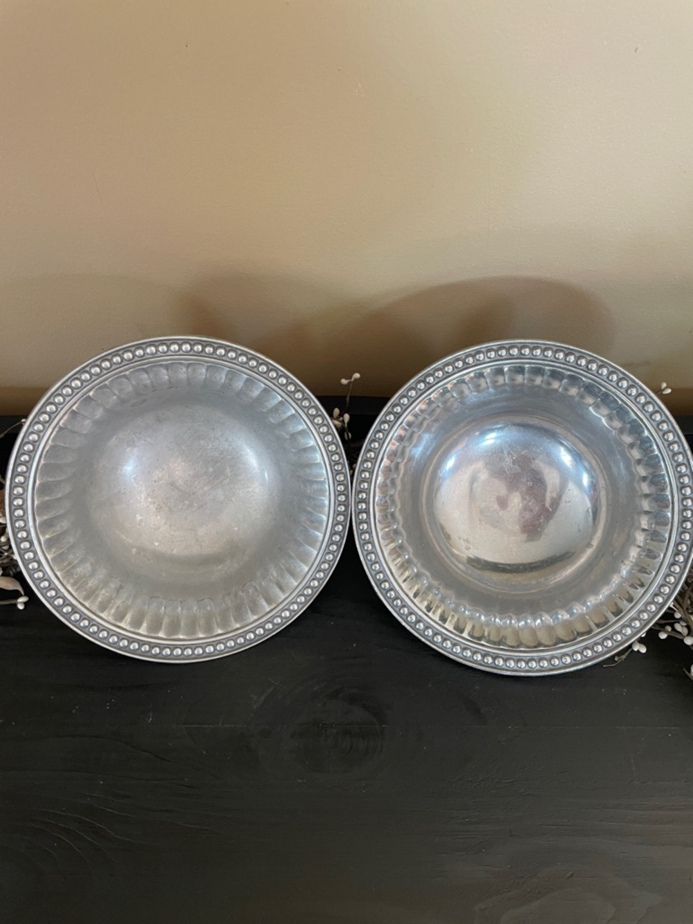 Set of 2 Decorative Silver-Tone RWP/ PWP Wilton Armetale 9 Inch Serving Bowls